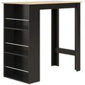 Mesa de Bar de Bistrô com 3 Prateleiras com Suporte Estilo Moderno para Cozinha Sala de Jantar Sala de Estar Estrutura de Melamina 112x57x106 cm Preto e Madeira — foto 1