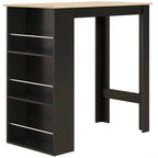 Mesa de Bar de Bistrô com 3 Prateleiras com Suporte Estilo Moderno para Cozinha Sala de Jantar Sala de Estar Estrutura de Melamina 112x57x106 cm Preto e Madeira — foto 1