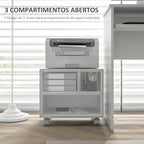 Móvel para Impressora com Rodas Suporte para Impressora com Compartimentos Abertos para Escritório Estúdio 40x30x36 cm Branco — foto 4