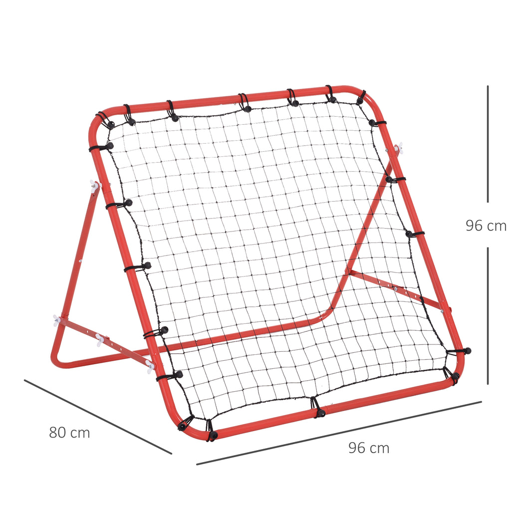 Rede de Rebote de Metal Rede de Rebote com Ângulo Ajustável e 20 Cordas Elásticas para Treinamento de Futebol Tenis Beisebol Desportes 96x80x96cm Vermelho — foto 3