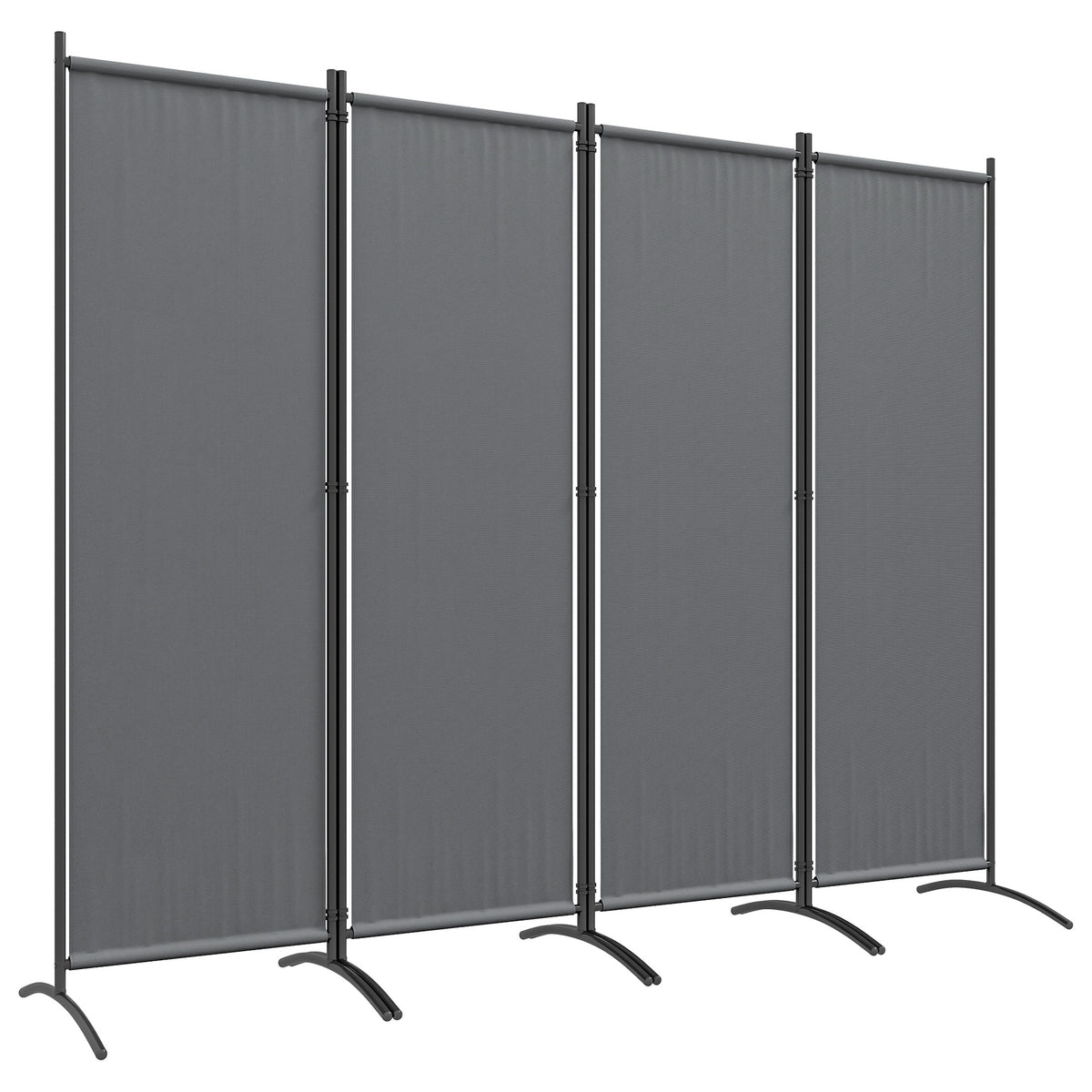 Biombo Separador de Ambientes de 4 Painéis Biombo Dobrável 221x172 cm com Pés Largos Biombo Exterior para Terraço Pátio Jardim Cinza Escuro — foto 1