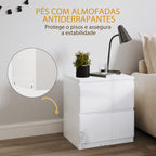 Mesa de Cabeceira Moderna Mesa de Cabeceira com 2 Gavetas Mesa de Cabeceira para Dormitório 40x34x45 cm Branco Brilhante — foto 6