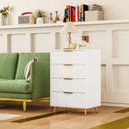 Cómoda com 4 Gavetas Cómoda de Dormitório Moderna com Desenho Ondulado Anti-Tombo Cómoda para Sala de Estar Corredor 60x40x90 cm Branco — foto 8
