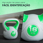 Kettlebell 16 kg Peso Russo com Revestimento de PU e Enchimento de Areia para Treinamento em Casa Ginásio 26x18x32 cm Verde e Cinza — foto 5