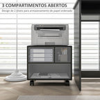 Móvel para Impressora com Rodas Suporte para Impressora com Compartimentos Abertos para Escritório Estúdio 40x30x36 cm Preto — foto 4