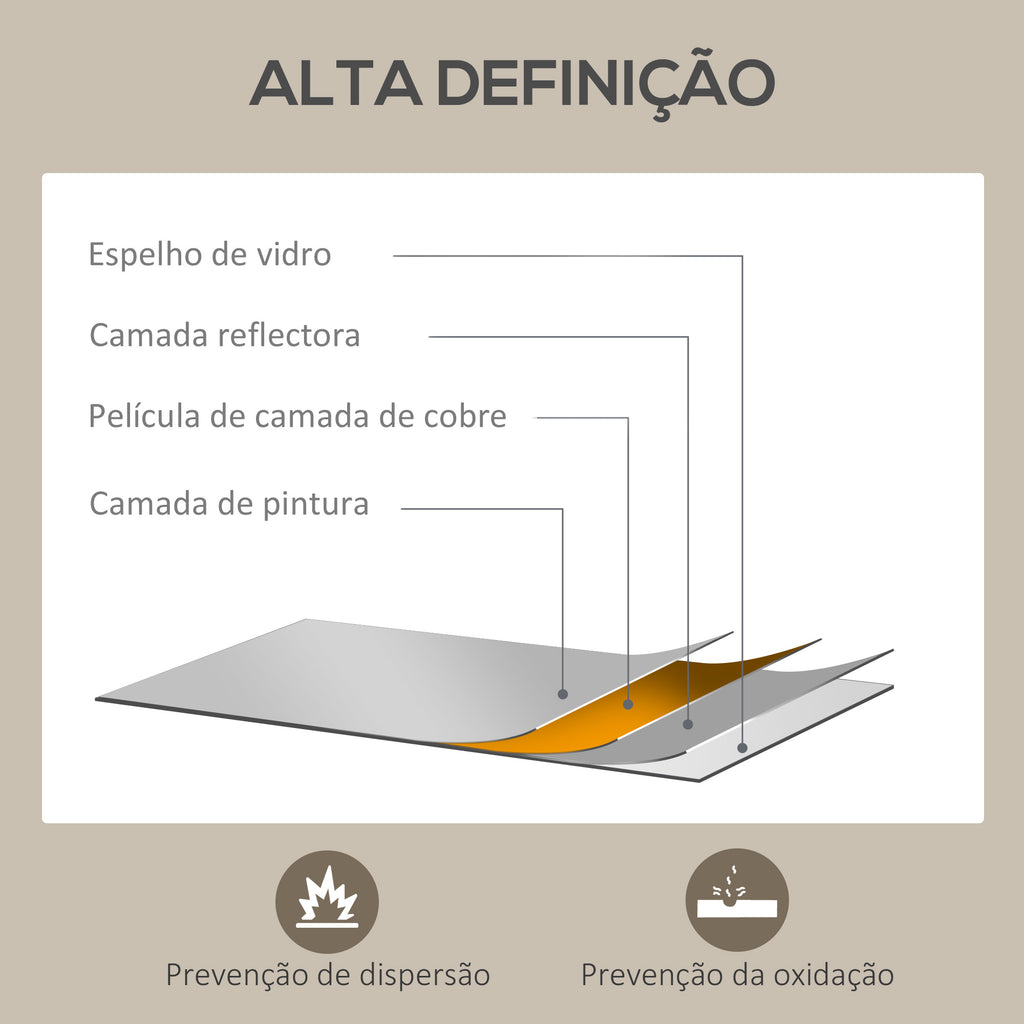 Espelho de Parede Decorativo 50x70 cm Espelho Retangular Espelho de Banheiro com 4 Ganchos Metálicos Estilo Moderno para Sala Quarto Entrada Madeira — foto 6