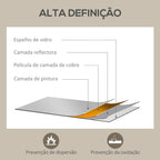 Espelho de Parede Decorativo 50x70 cm Espelho Retangular Espelho de Banheiro com 4 Ganchos Metálicos Estilo Moderno para Sala Quarto Entrada Madeira — foto 6