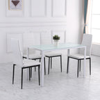 Conjunto de 4 Cadeiras de Sala de Jantar Estofadas em Linho e Pés de Metal Cadeiras Modernas para Cozinha Carga Máxima 120kg 41x50x97cm Branco — foto 8