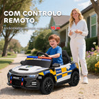 Carro Elétrico Infantil Modelo Policial 12V com Comando a Distância 2,4 Luzes Sirene Música USB e Suspensão 96x60x45 cm Multicor — foto 5