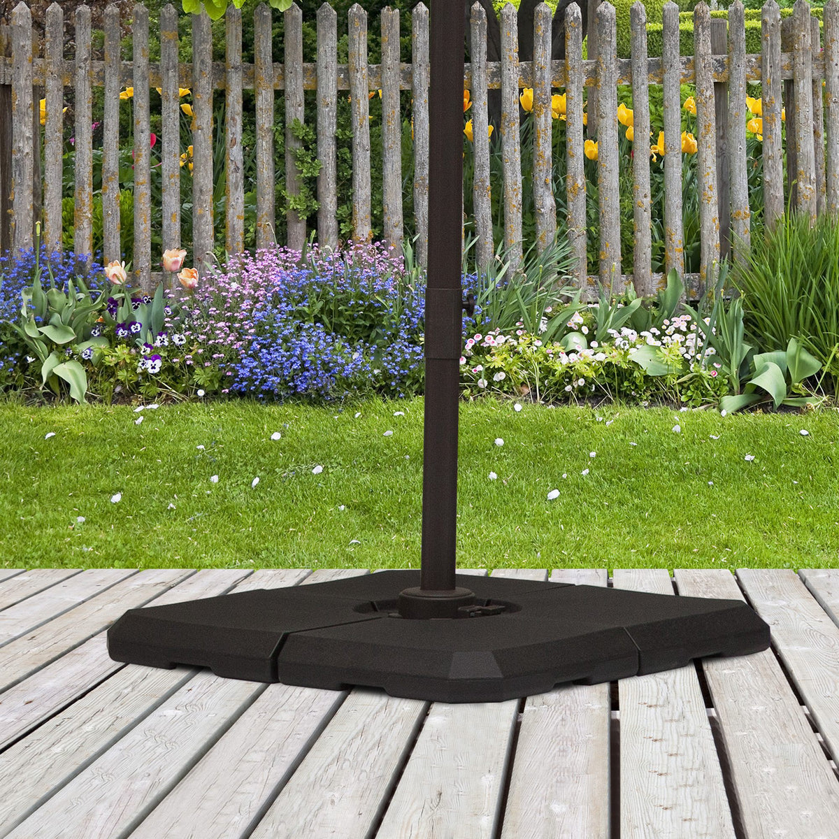 Conjunto de 4 Pesos de Base para Chapéu de Sol Base para Chapéu de Sol Preenchível de 80 kg de Água ou 120 kg de Areia Estável 100x100x9,5 cm Preto — foto 2