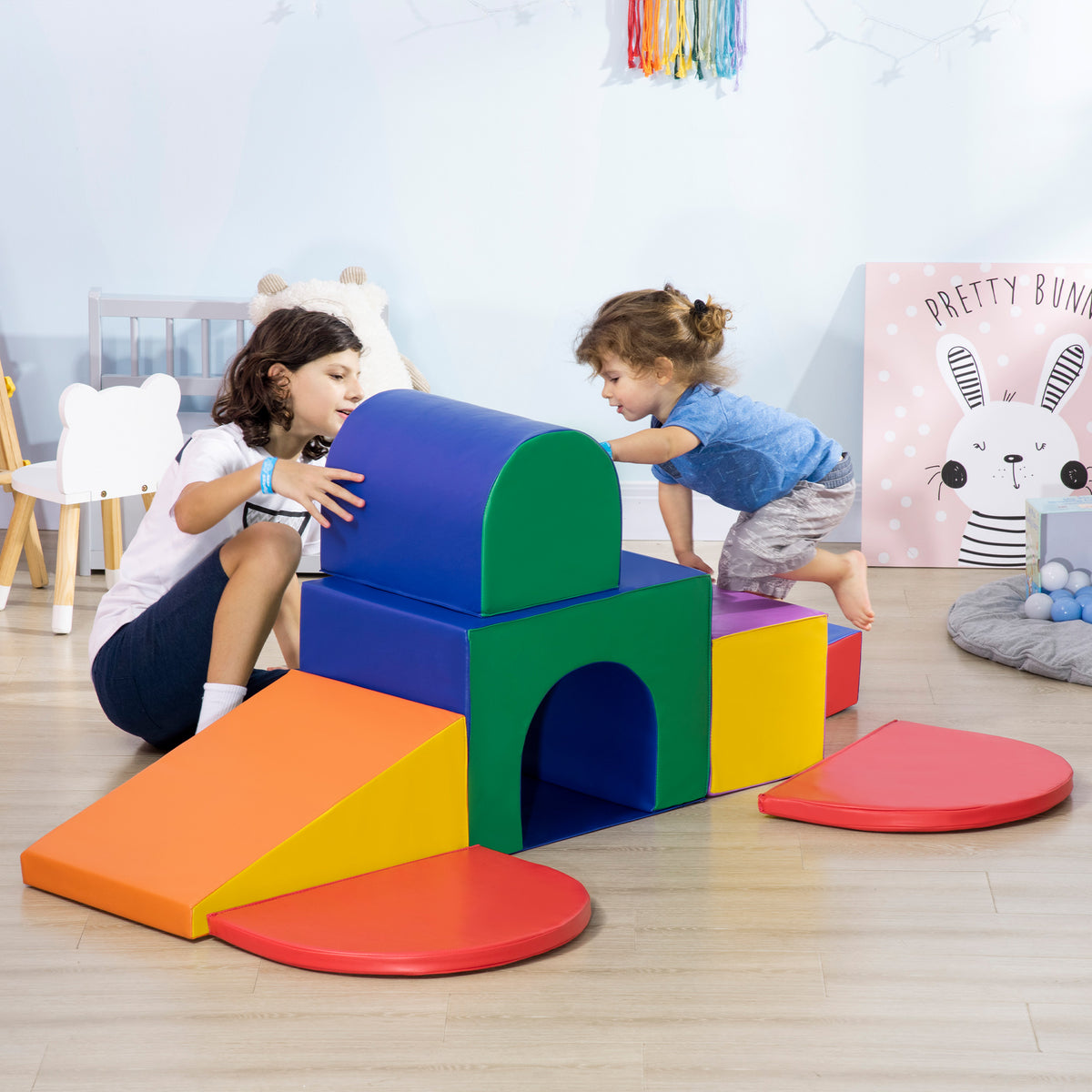 Conjunto de 7 Blocos de Psicomotricidade para Crianças Blocos de Constução Figuras de Construção Brinquedo para Aprendizagem para Escalar Gater Multicor — foto 2