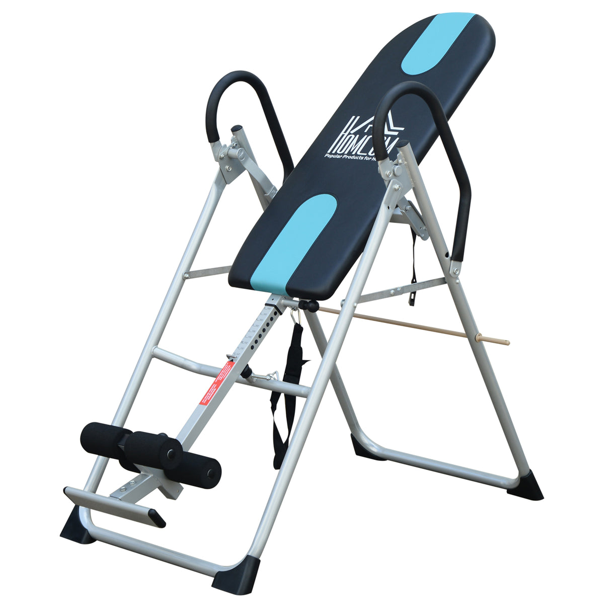 Mesa de Inversão Dobrável com Altura Ajustável entre 147-198 cm e Cinto de Segurança Capacidade Máxima 136 kg 65x112-142x126 cm Preto e Azul — foto 1