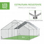 Galinheiro de Exterior Grande 3x6x2m Gaiola para 12-18 Galinhas de Aço Galvanizado com Teto de PE e Fechadura para Coelhos Prata — foto 6