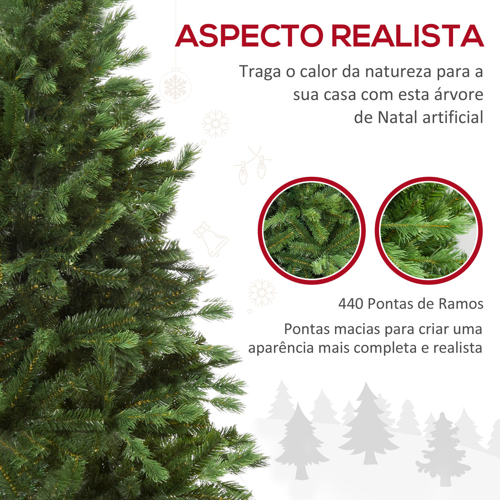 Árvore Artificial de Natal 150cm com Base Dobrável 440 Galhos PE Tridente e PVC Individual Árvore de Natal Decorativa Exterior Interior Ø75x150cm Verde — foto 4