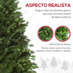 Árvore Artificial de Natal 150cm com Base Dobrável 440 Galhos PE Tridente e PVC Individual Árvore de Natal Decorativa Exterior Interior Ø75x150cm Verde — foto 4