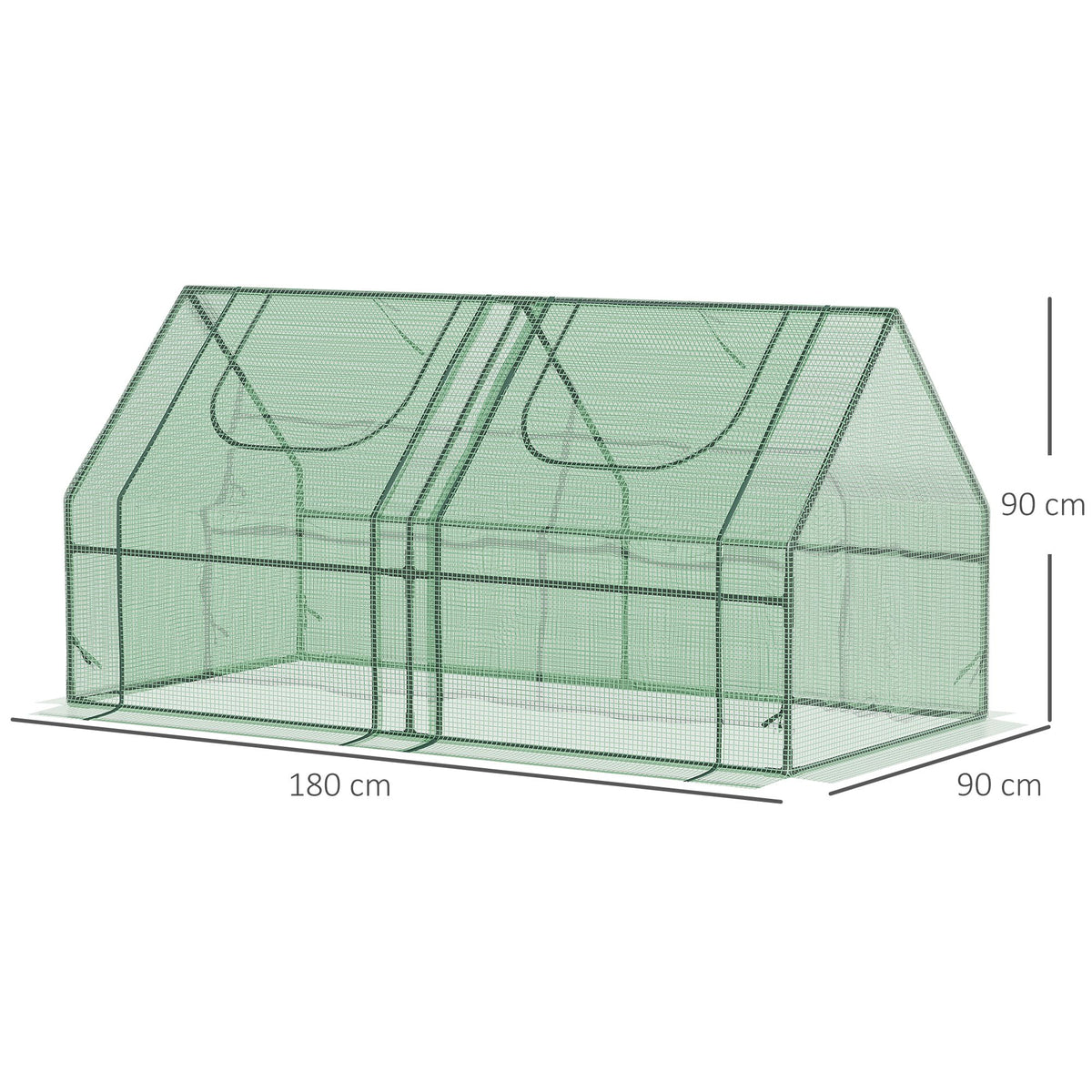 Estufa Pequena Estufa de Exterior com Proteção Dupla Janelas e Estrutura de Aço Estufa para Cultivos de Plantas e Flores 180x90x90 cm Verde — foto 3