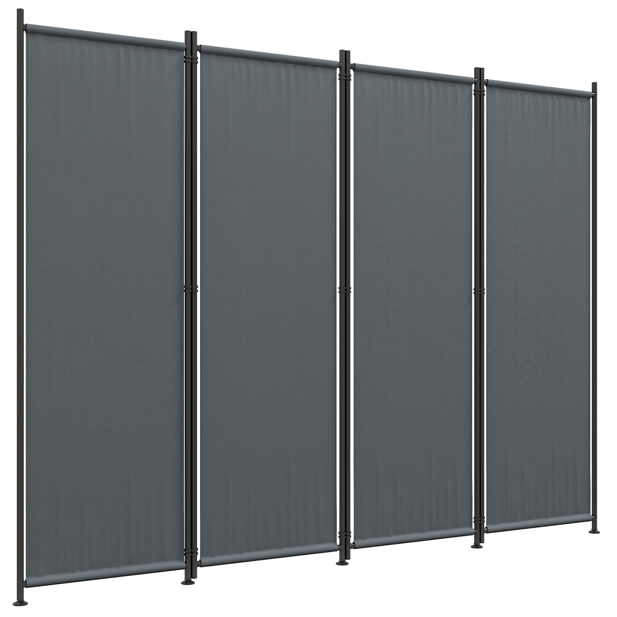 Biombo Separador de Ambientes de 4 Painéis Biombo Dobrável 223x170 cm com Pés Largos Biombo Exterior para Terraço Pátio Jardim Cinza Escuro — foto 1