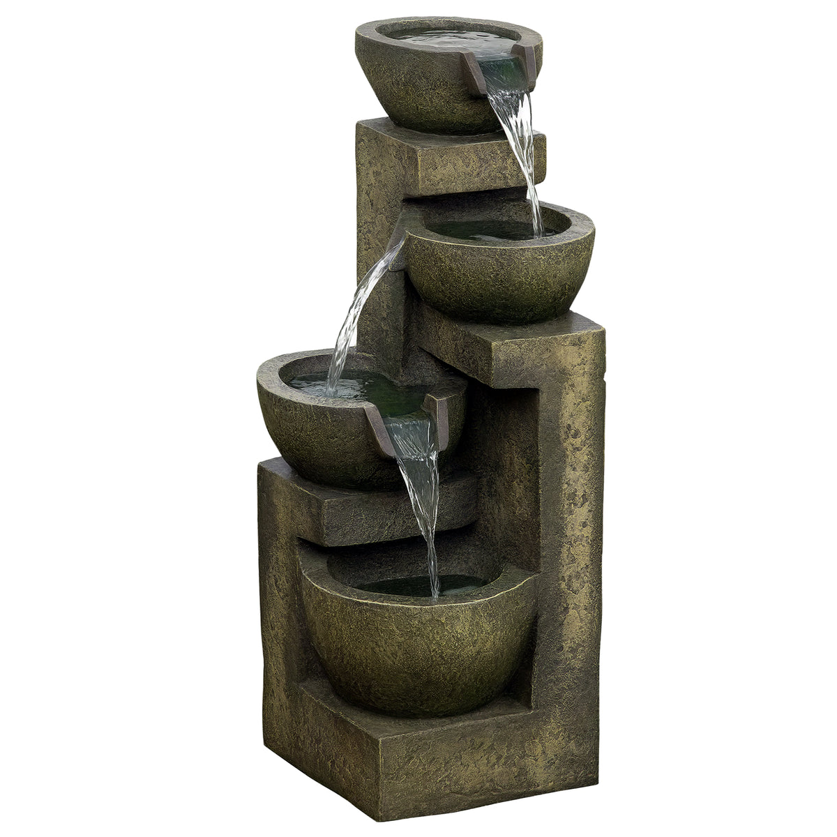 Fonte de Jardim 5W Fonte de Água em Cascata de 4 Níveis com Bomba de Água e Saída de Água Ajustável para Decoração Pátio 25x24x60 cm Multicolor — foto 1