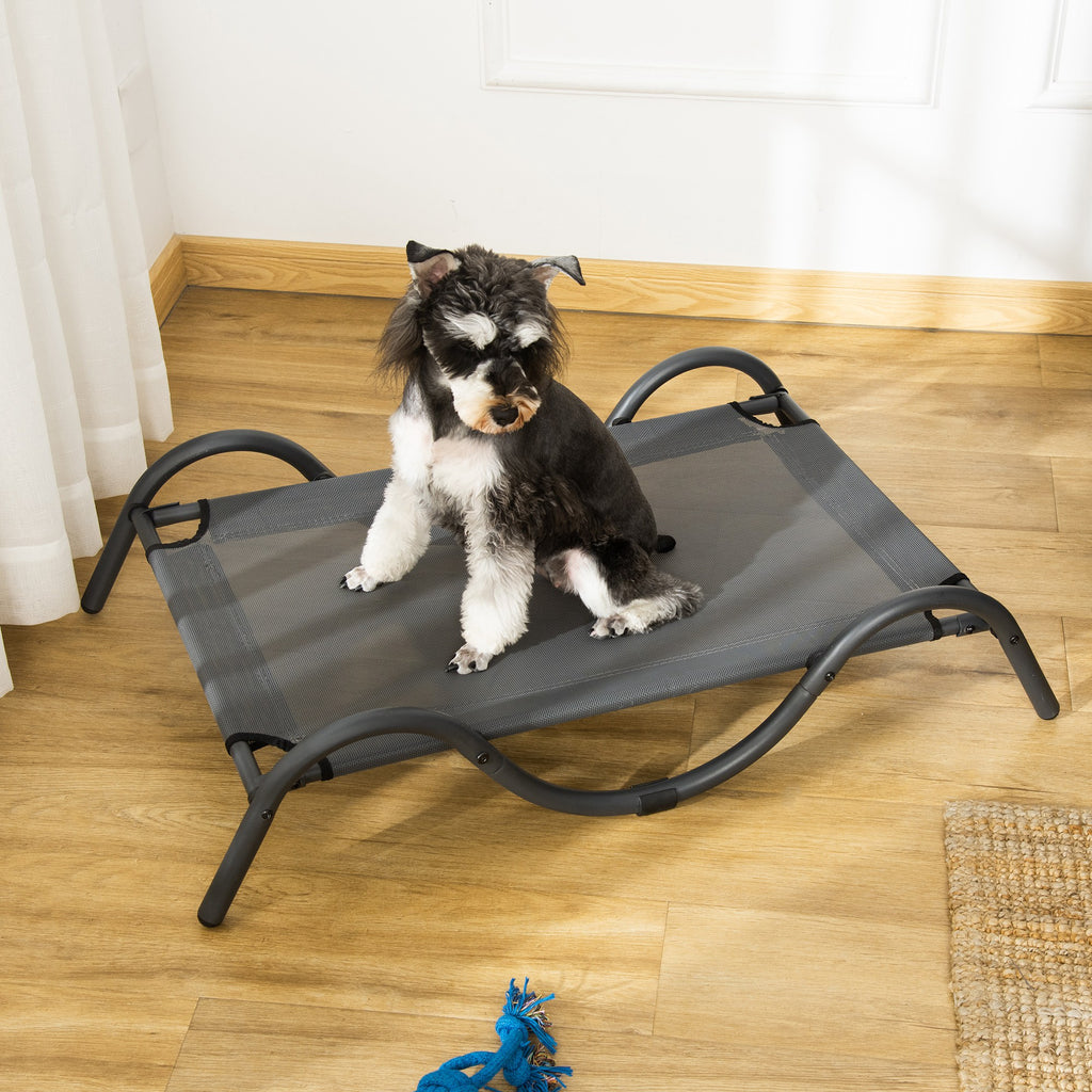 Cama Elevada para Cães Pequenos e Médios Cama para Animais de Estimação com Tecido de Malha Respirável Estrutura Curvada para Interior Exterior 92x55,5x21cm Cinza — foto 8