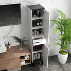 Coluna Casa de Banho Armário Alto Casa de Banho com Gaveta 2 Portas e Prateleiras Ajustáveis Móvel Auxiliar Casa de Banho Moderno Anti-Tombo 34x34x170 cm Branco — foto 7
