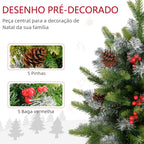 Árvore de Natal 60 cm Árvore de Natal Artificial de Mesa com 20 Luzes LED 141 Ramos 5 Pinhas 5 Bagas Vermelhas e Suporte de Metal Árvore Natalícia para Interior Verde — foto 5