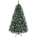 Árvore de Natal Artificial 180 cm Árvore de Natal com 910 Ramos com Efeito Neve 58 Pinhas e Suporte Metálico Dobrável Montagem Fácil para Sala Interior Verde — foto 1
