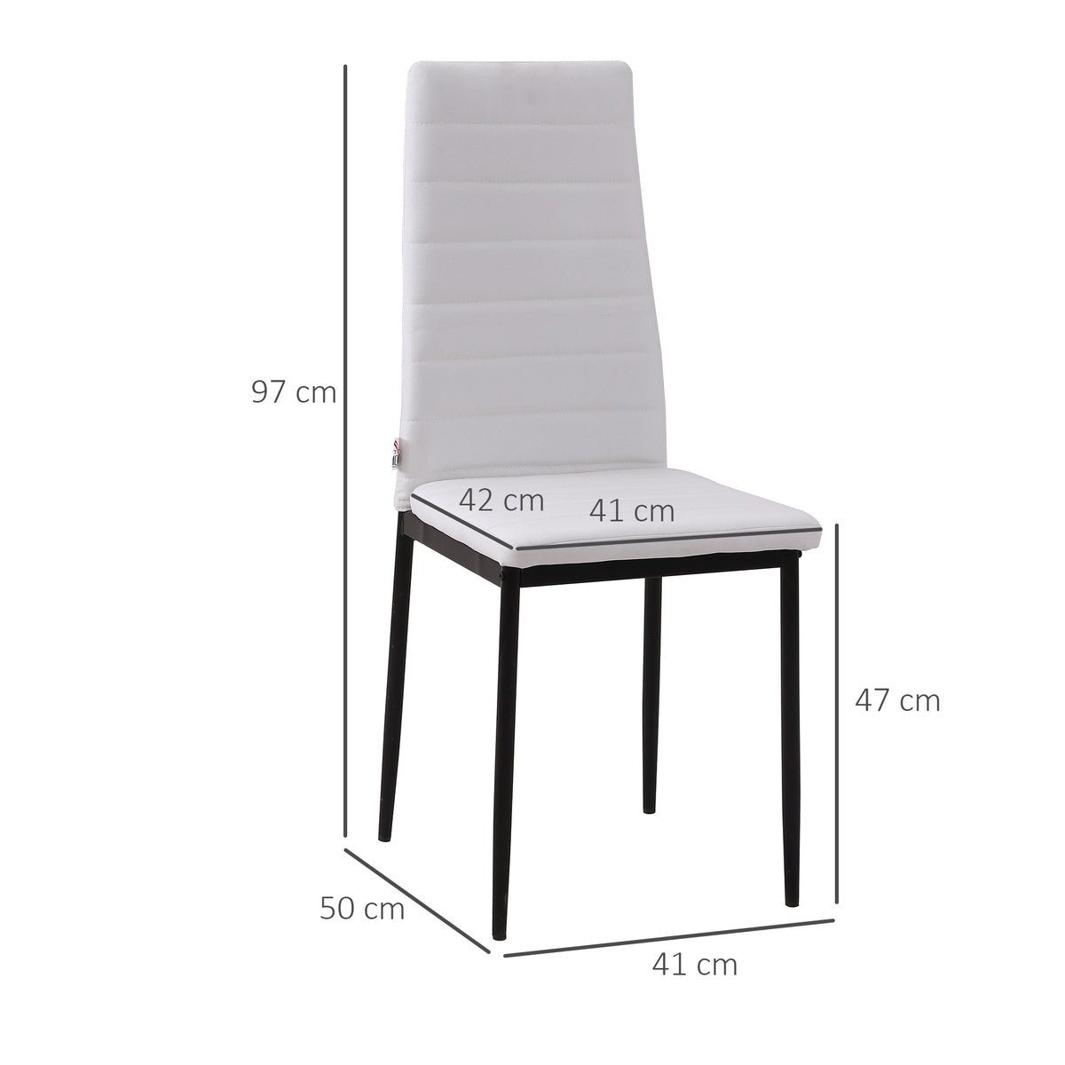 Conjunto de 4 Cadeiras de Sala de Jantar Estofadas em Linho e Pés de Metal Cadeiras Modernas para Cozinha Carga Máxima 120kg 41x50x97cm Branco — foto 3