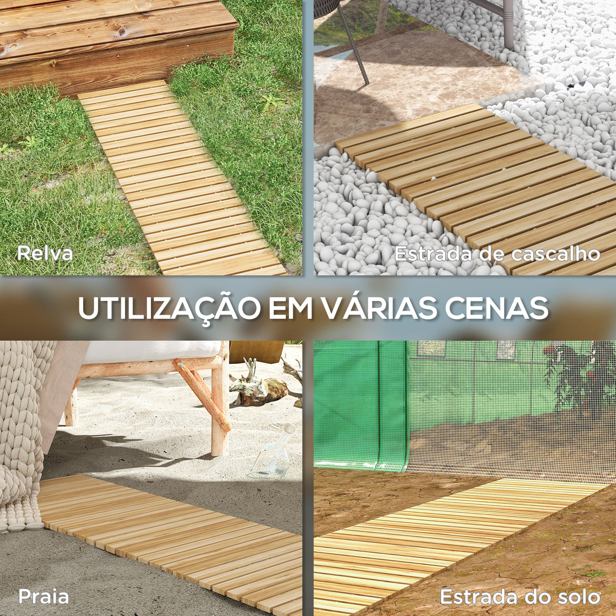Estrado de Ripas de Madeira 120x38 cm Estrado de Ripas Enrolável para Exteriores Resistente às Intempéries Decoração de Jardim para Praia Casamento Festa Natural — foto 4