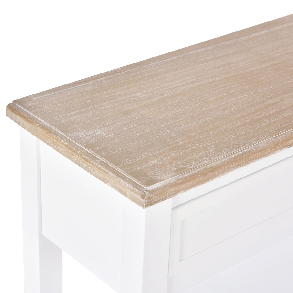 Mesa Consola Estilo Rétro Consola para Sala de Estar Corredor com 2 Prateleiras e 1 Gaveta 75,6x27,5x80,5 cm Branco e Madeira — foto 9