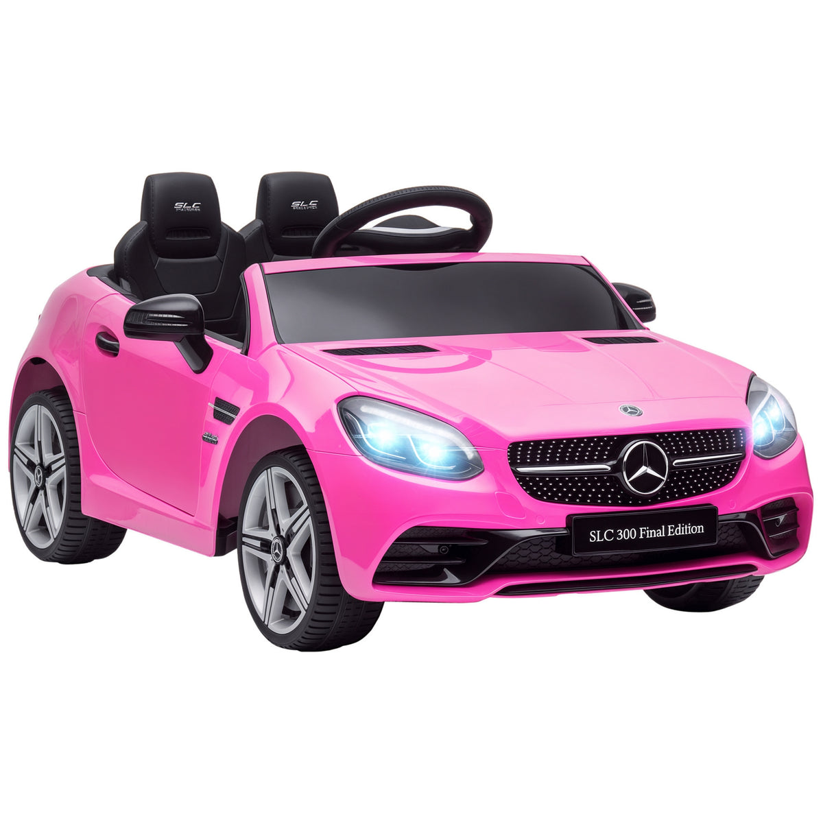 Carro Elétrico Mercedes SLC 300 12V para Crianças de 3-6 Anos com Controlo Remoto Faróis LED Buzina Música TF USB e Abertura da Porta 3-5km/h 107x62,5x44cm Rosa — foto 1