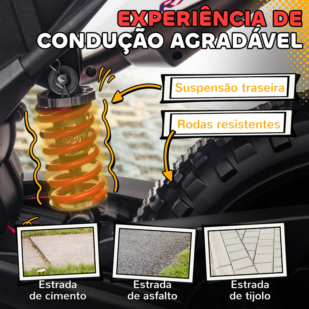 Mota Elétrica Infantil com Licença Oficial Aprilia 12V 25W Rodas de Apoio Removíveis Farol Música Porta USB e Amortecedor Traseiro Branco — foto 7