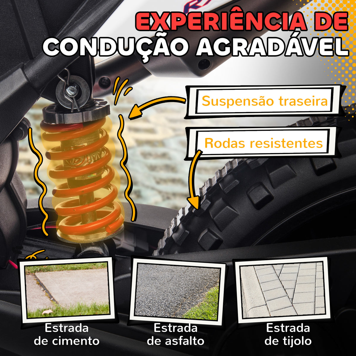 Mota Elétrica Infantil com Licença Oficial Aprilia 12V 25W Rodas de Apoio Removíveis Farol Música Porta USB e Amortecedor Traseiro Branco — foto 7