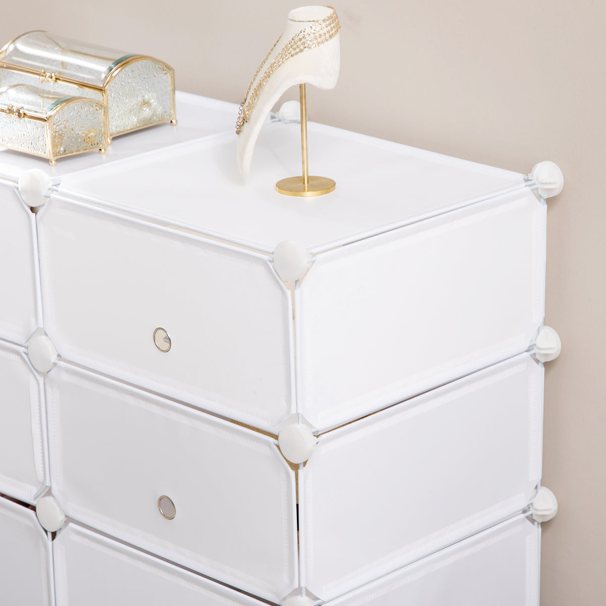 Armário Modular de Plástico Armário Modular com 6 Cubos Organizador de Roupas Sapatos Brinquedos 75x37x73cm Branco — foto 8