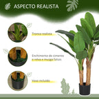 Planta Artificial Ø17x120 cm Bananeira Atificial com Vaso e 15 Folhas Planta Artificial Decorativa para Interior Verde — foto 4