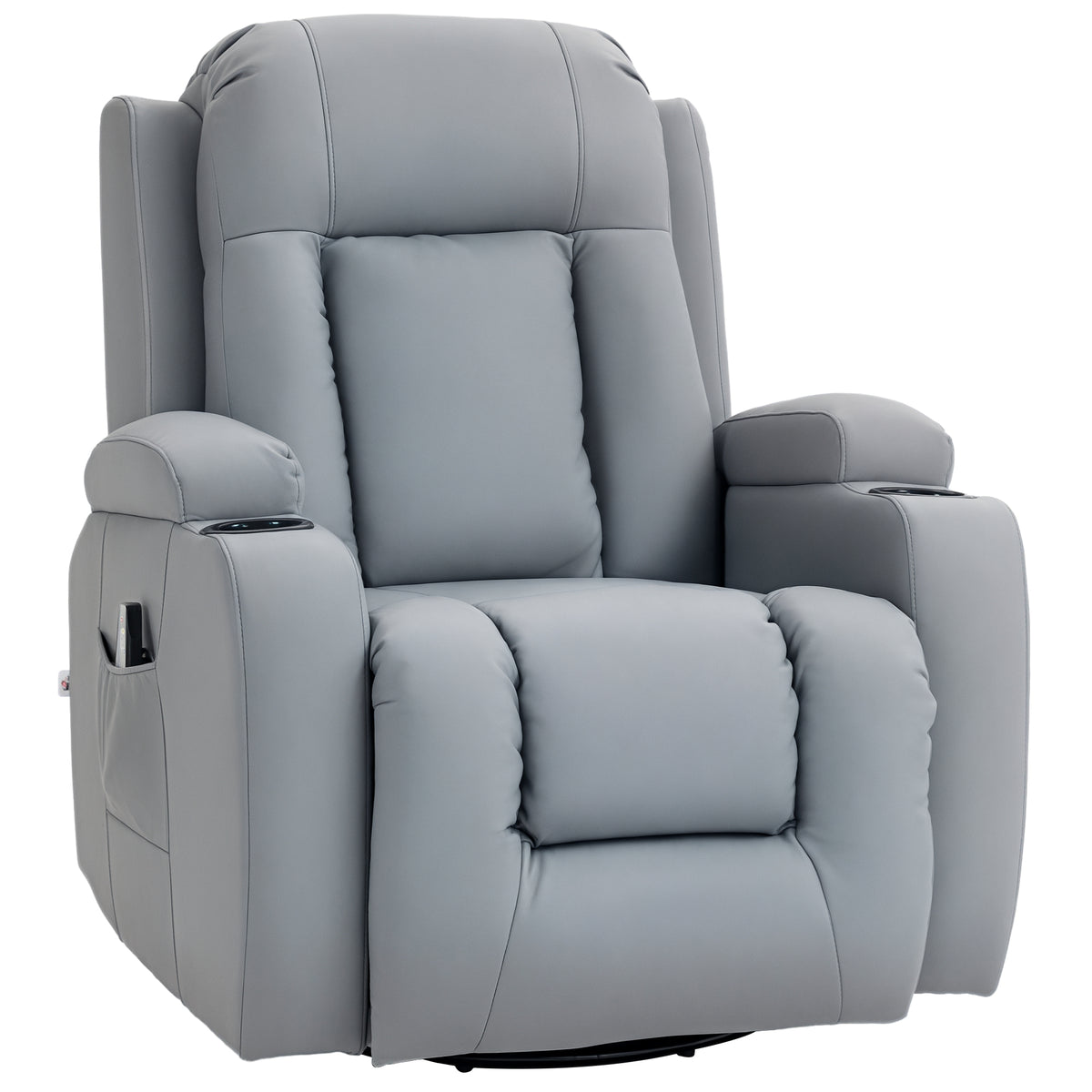 Poltrona de Massagem Reclinável até 150° Poltrona Relax com 8 Pontos de Massagem por Vibração Função de Aquecimento Giratória e Controlo Remoto 85x94x104 cm Cinza — foto 1