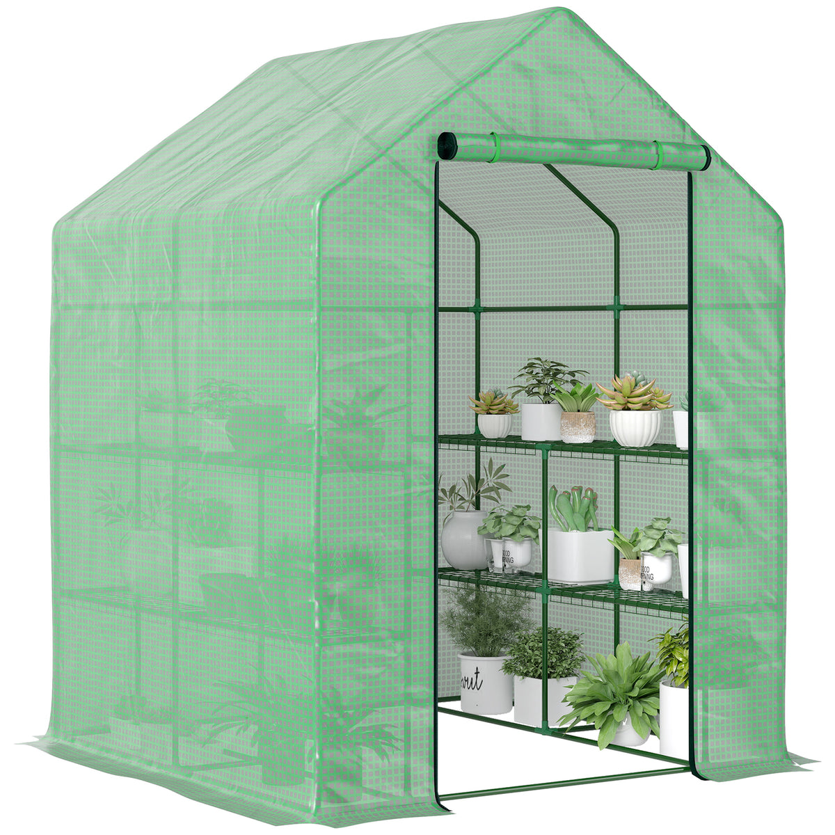 Estufa de Jardim Estufa para Plantas com Prateleiras 143x138x190cm Estrutura de Aço Jardinagem Verde — foto 1
