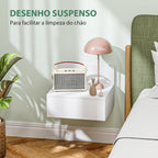 2 Mesas de Cabeceira Flutuante Conjunto de 2 Mesas de Cabeceira de Parede com Gaveta de Armazenamento para Dormitório 43x36,5x30,5 cm Branco — foto 6