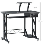 Mesa de Computador com 1 Gaveta Bandeja para Teclado e Suporte para CPU para Escritório Estúdio 90x50x95 cm Preto — foto 3