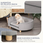 Sofá para Cães Pequenos Cama Elevada para Cães com Pés de Madeira Almofada Removível e Capa Lavável Carga 10 kg 86x55x33 cm Cinzento Claro — foto 6