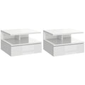 Conjunto de 2 Mesas de Cabeceira Flutuantes, Mesas de Cabeceira com Gaveta e Prateleira Aberta, Design Moderno, Ideal para Quarto e Sala de Estar, 35x32x22,5 cm, Branco Brilhante — foto 1
