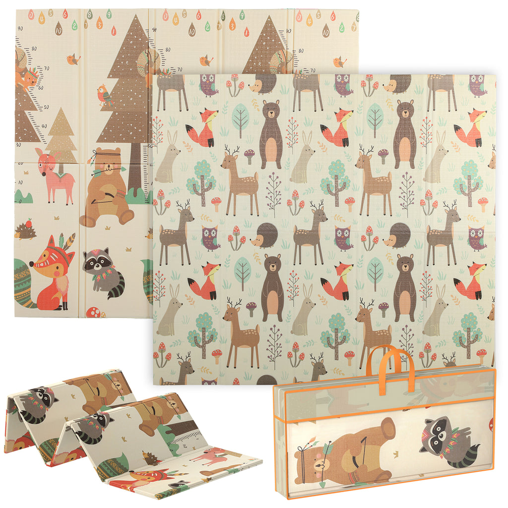 Tapete de Atividades para Bebé Acolchoado Dobrável e Reversível 196x176x1,5 cm Tapete de Brincar para Bebé XPE Dupla Face Impermeável Multicolor - Modelo 1 — foto 1