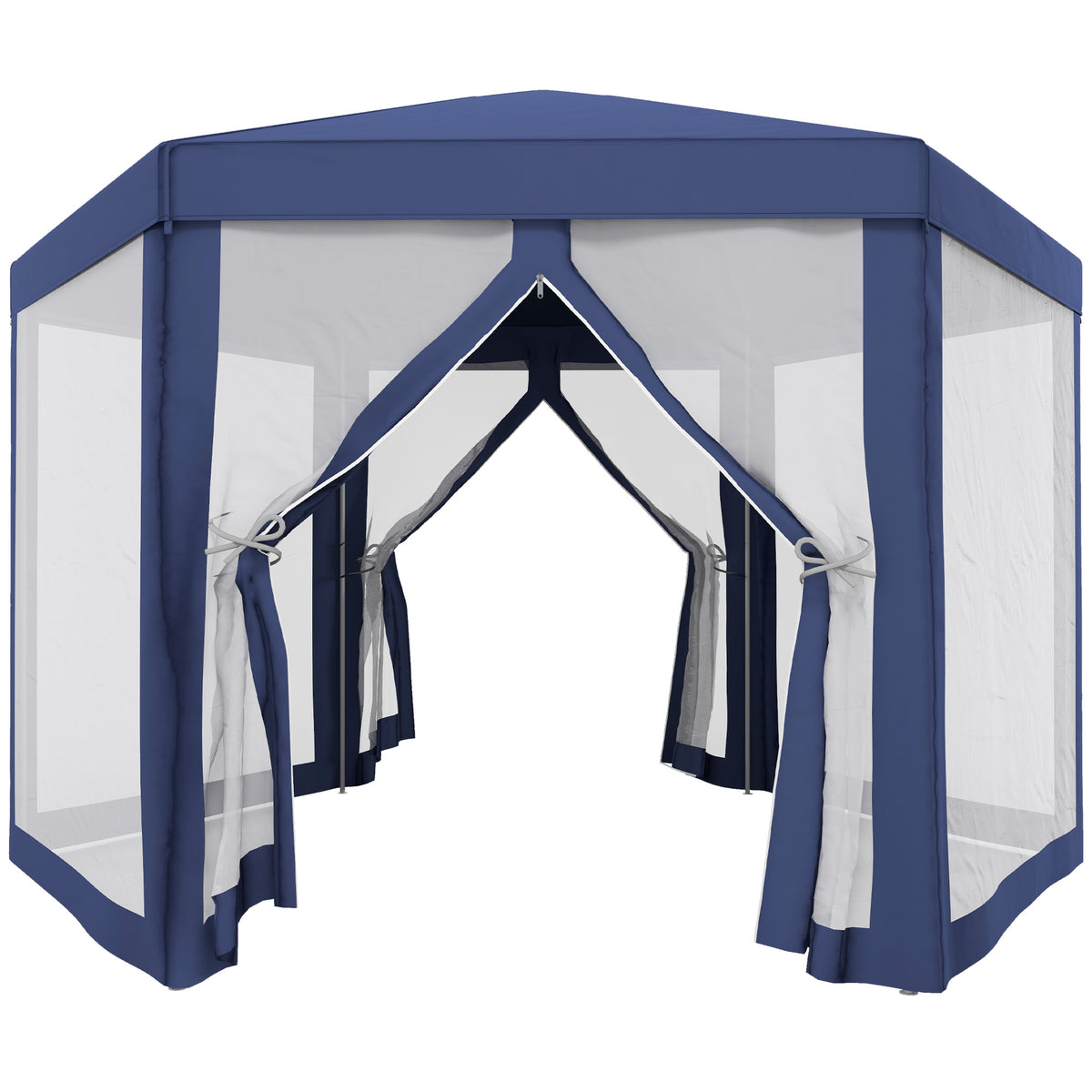 Tenda Hexagonal Tenda de Jardim com Rede Mosquiteira Portas com Zíper e Orifícios de Drenagem para Exterior Varanda 197x250 cm Azul — foto 1