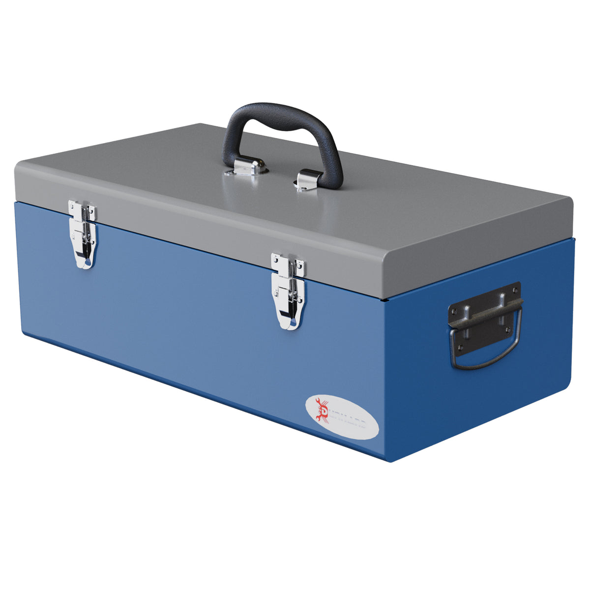 Caixa de Ferramentas Metálica Baú de Ferramentas de Aço 50x26x18,5 cm com Pegas de Transporte Carga 20 kg Cinza e Azul — foto 1