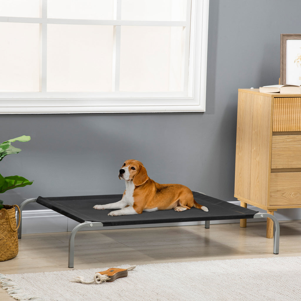 Cama Elevada para Animais de Estimação Cama para Cães e Gatos Desmontável Tecido Textilene Exterior Jardim Terraço 110x75x20 cm Preto — foto 2