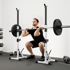 Suporte para Barras de Pesos Ajustável Estante Multifuncional 2 Peças de Aço Treinamento em Casa Peso 200 kg 58,5x75,5x136-176 cm Prata e Preto — foto 2