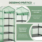 Estufa de Jardim com 4 Prateleiras e Cobertura de PE Estufa de Aço para Cultivo de Plantas Flores 70x50x160cm Verde — foto 6