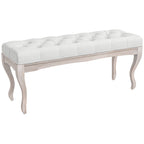 Banco Pé de Cama com Pés de Madeira e Assento Acolchoado Capacidade 120 kg Banco de Estilo Vintage para Dormitório Entrada Corredor 110x37x49 cm Creme — foto 1