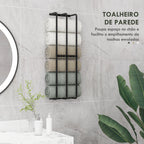 Toalheiro de Casa de Banho Toalheiro de Parede com 3 Barras e Estrutura de Metal Suporte para Toalhas 21x12x74 cm Preto — foto 4