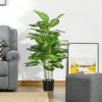 Planta Artificial de 120 cm com 53 Folhas Realistas e Vaso de Cimento Planta Sintética Decoração para Casa Escritório e Exterior Verde — foto 2