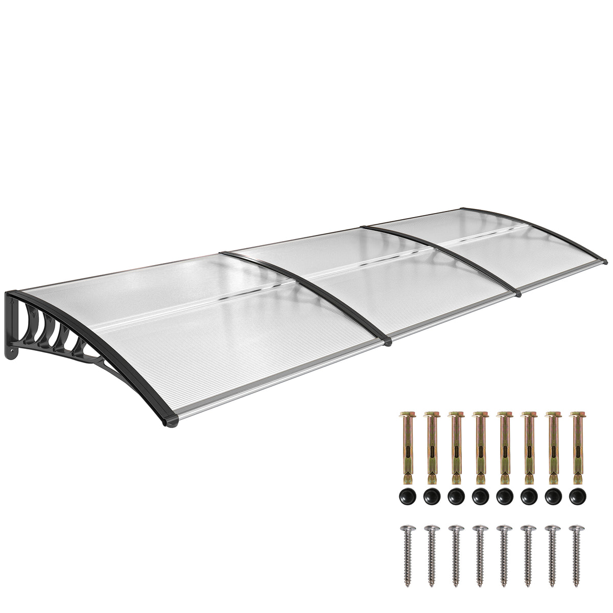 Marquise para Portas e Janelas 295x90 cm Marquise com Proteção para Sol e Chuva com Painéis de Policarbonato e Liga de Alumínio Transparente — foto 1